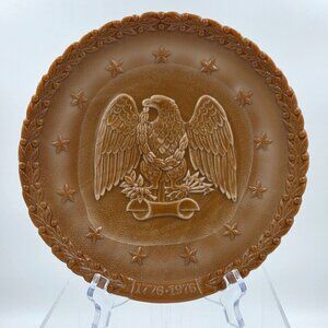 Fenton Bicentennial Eagle Daniel Webster Plate Chocolate Milk Glass Bicentennial